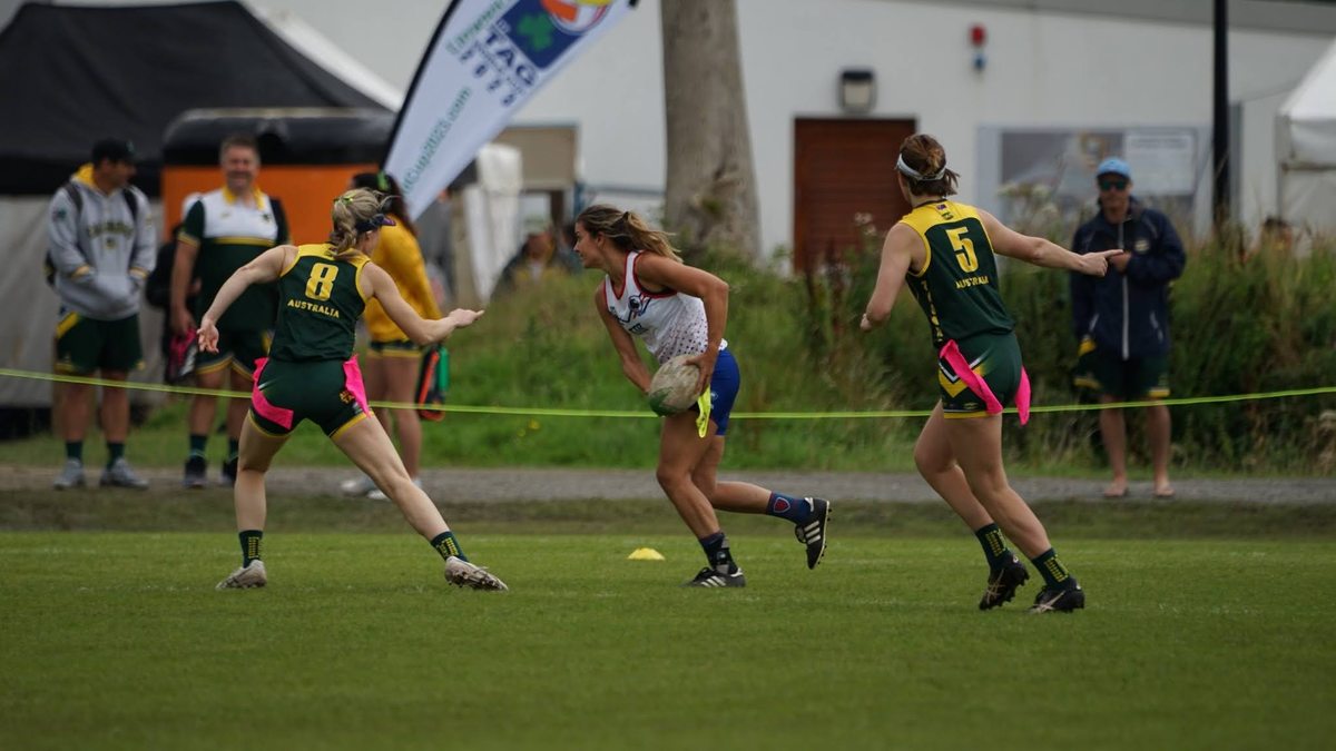 Frances playing tag rugby